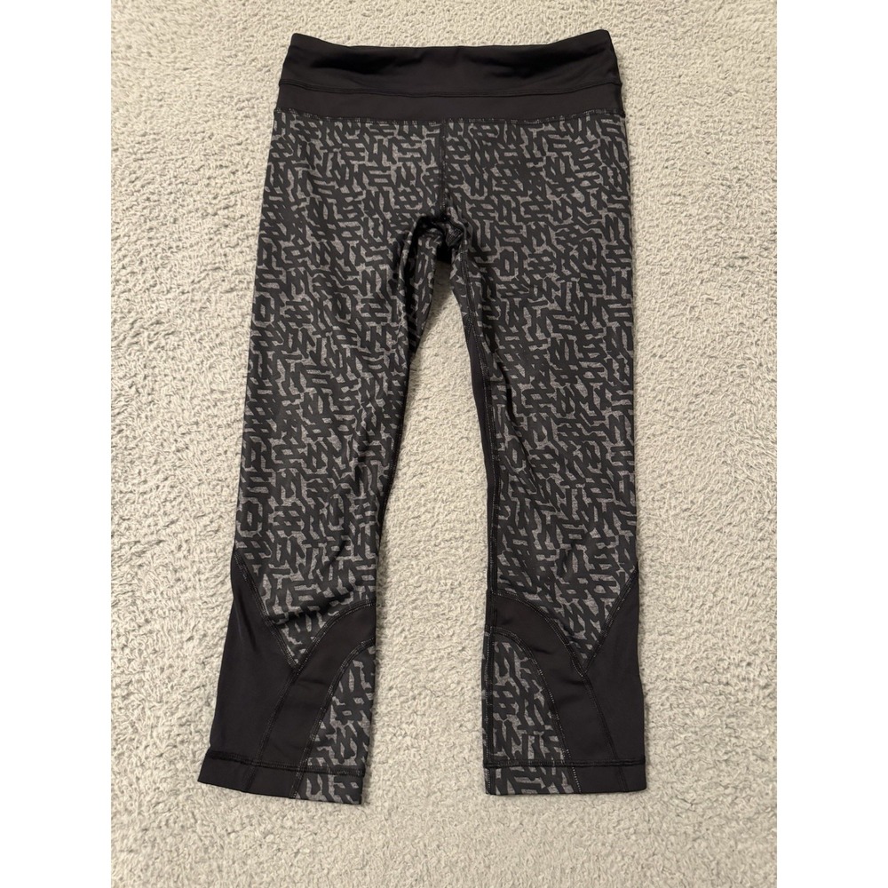 Lululemon Run Inspire Crop II Leggings Gray Black size 6 - Picture 2 of 7